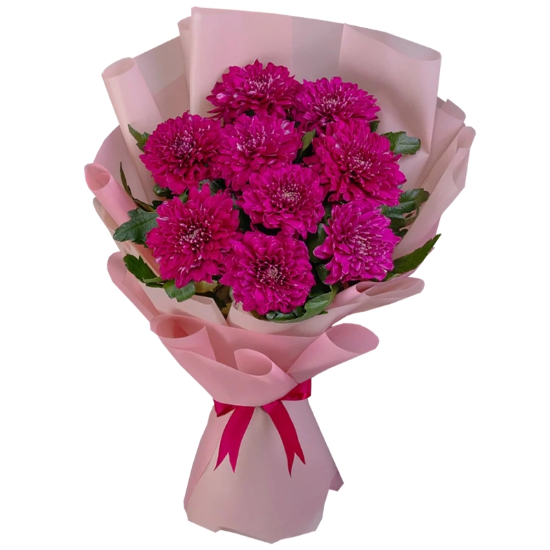 Букет из 9 розовых одноголовых хризантем